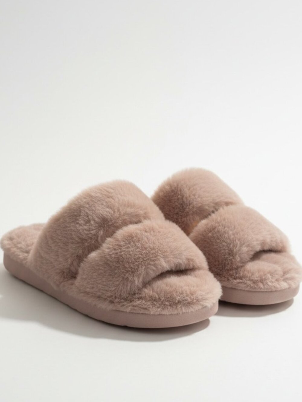 Haven Well Within Women’s Fuzzy Slippers Beige Cozy Slide House Shoes